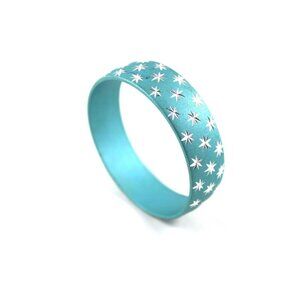 Teal and Silver Stars Bangle Bracelet